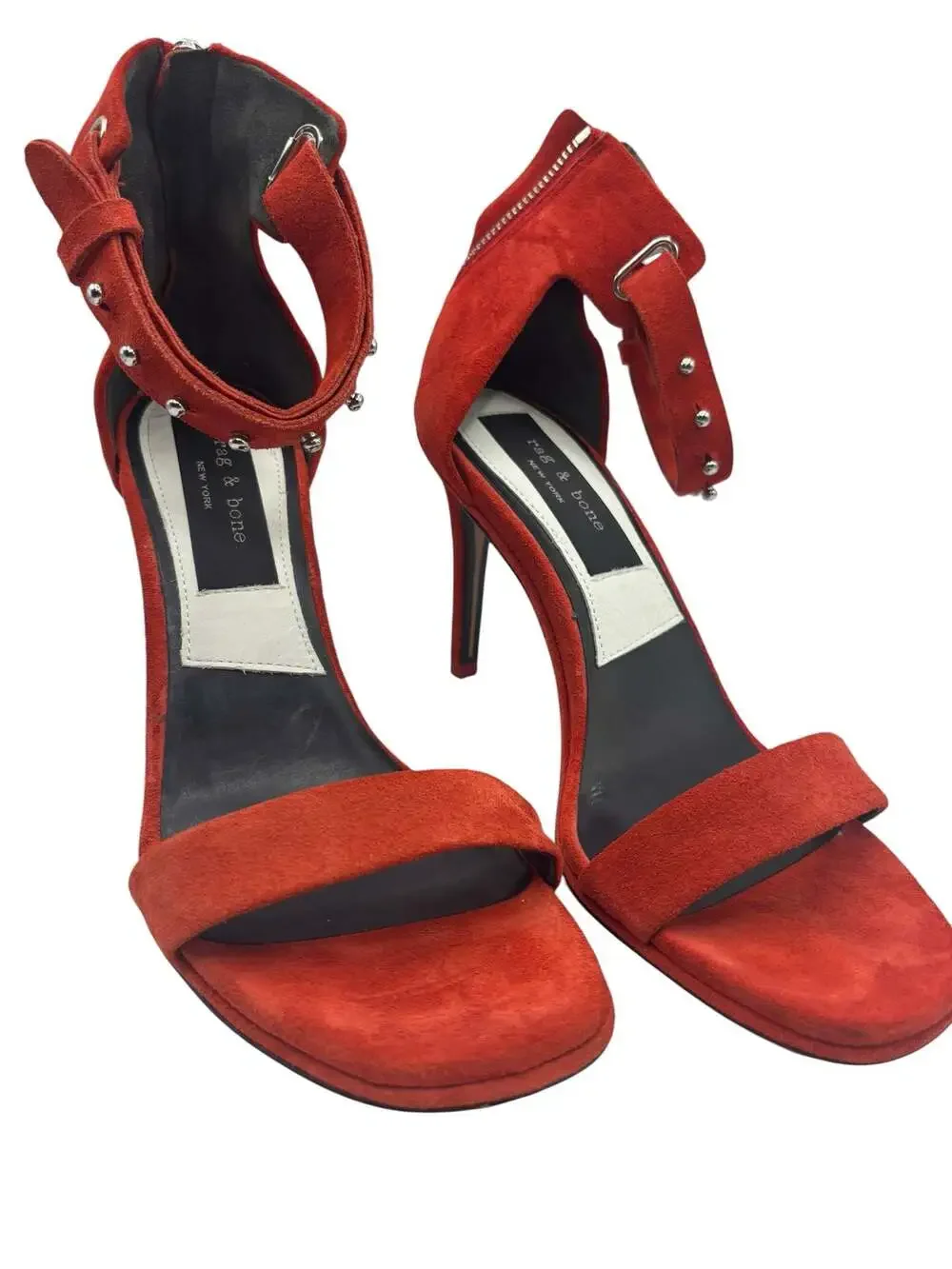 Rag and Bone Tamira Studded Ankle Suede Burnt Red Heels Size 38